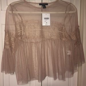 Sheer box peplum sleeve top